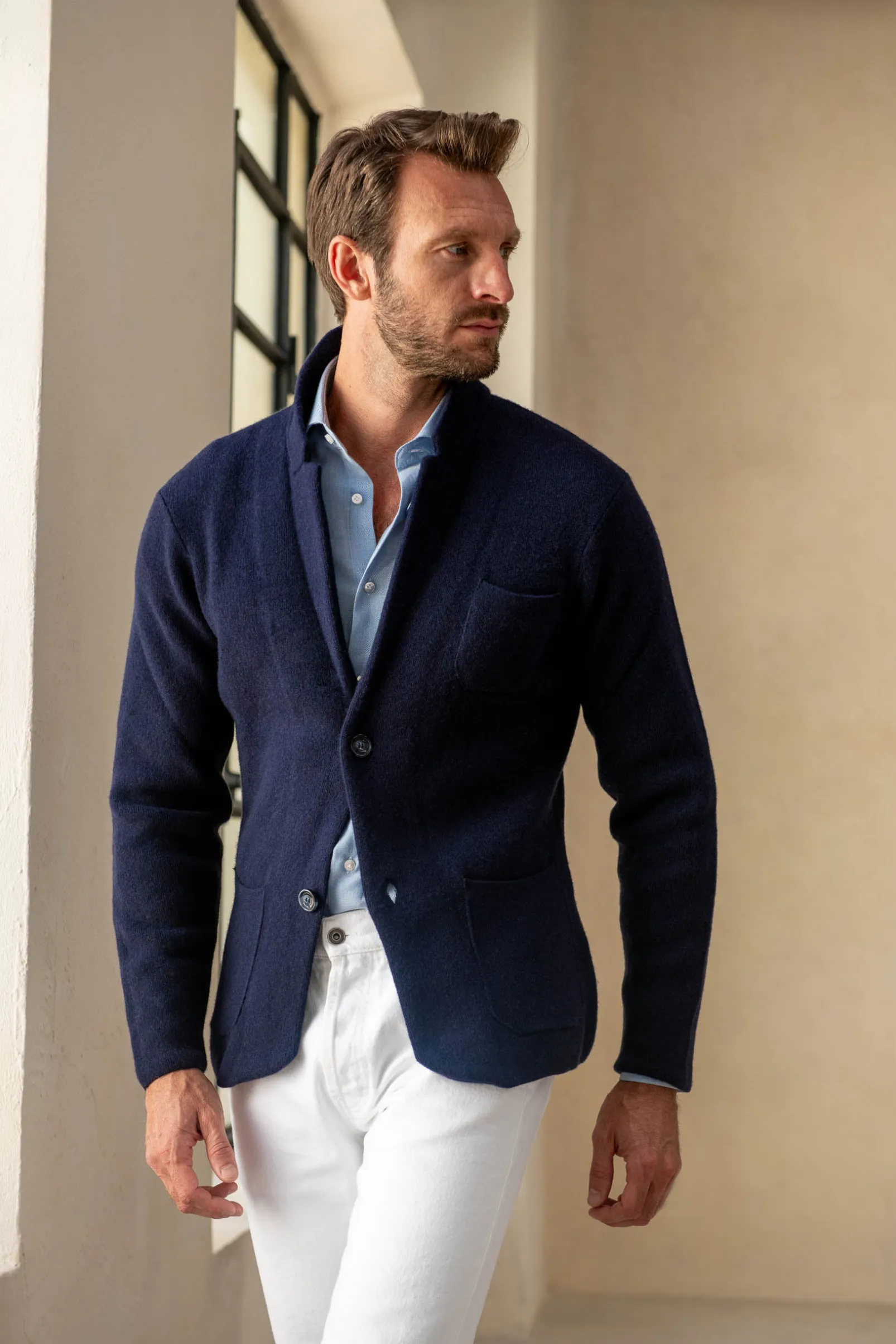 blue_knitted_jacket__wool_0.webp Blue knitted jacket - wool and cashmere - Made in Italy
