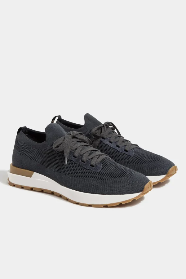 Blue knitted sneakers - Made In Italy
