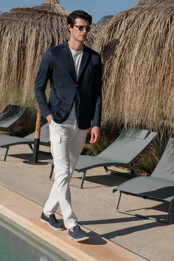 Blue linen knitted jacket - Made in Italy