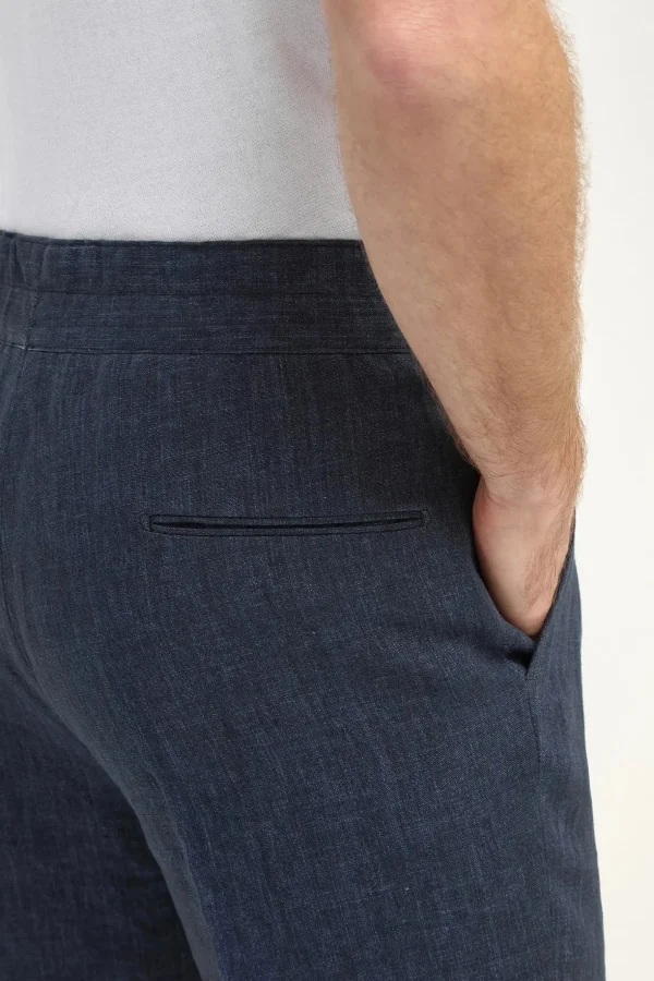Blue linen relaxed shorts - Made in Italy
