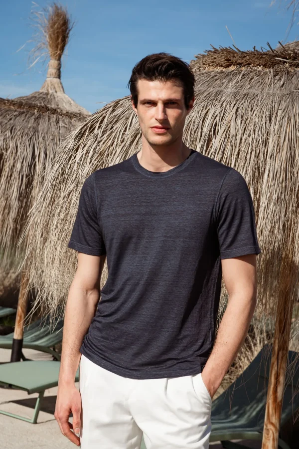 Blue linen t-shirt - Made in Italy