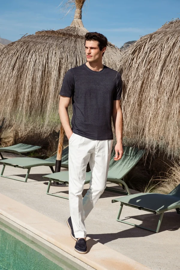 Blue linen t-shirt - Made in Italy
