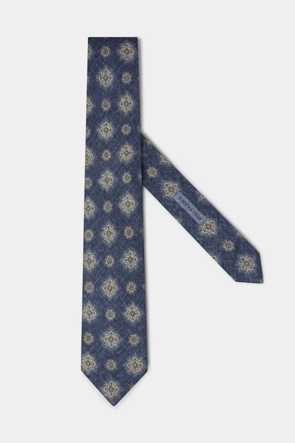 Blue macro fancy tie - Made In Italy