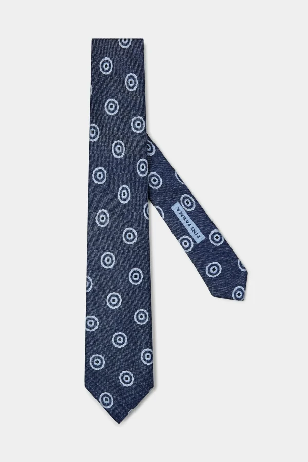 Blue macro fancy tie - Made in Italy