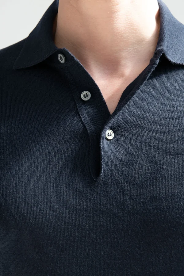 Blue Merino polo - Made in Italy