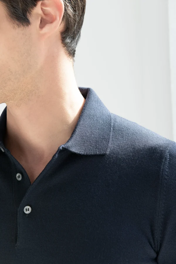 Blue Merino polo - Made in Italy