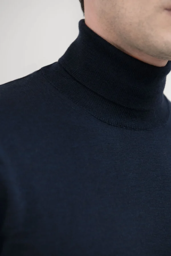 Blue Merino Turtleneck – Made in Italy