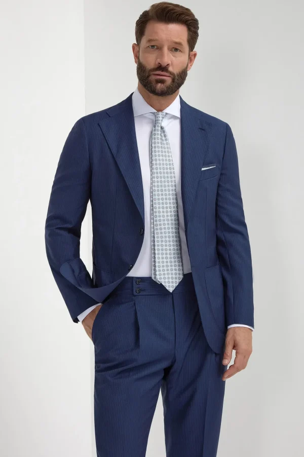 Blue pinstripe wool suit - Made in Italy