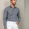 Blue Prince of Wales western shirt - Made in Italy