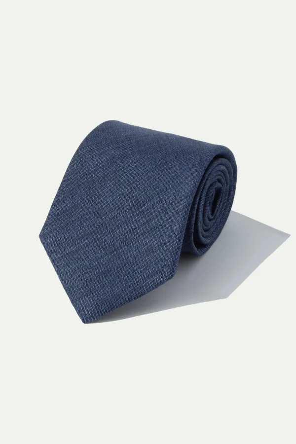 Blue printed silk tie - Made In Italy