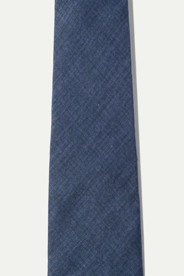Blue printed silk tie - Made In Italy