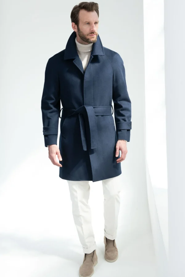 Blue Raglan coat – Made in Italy