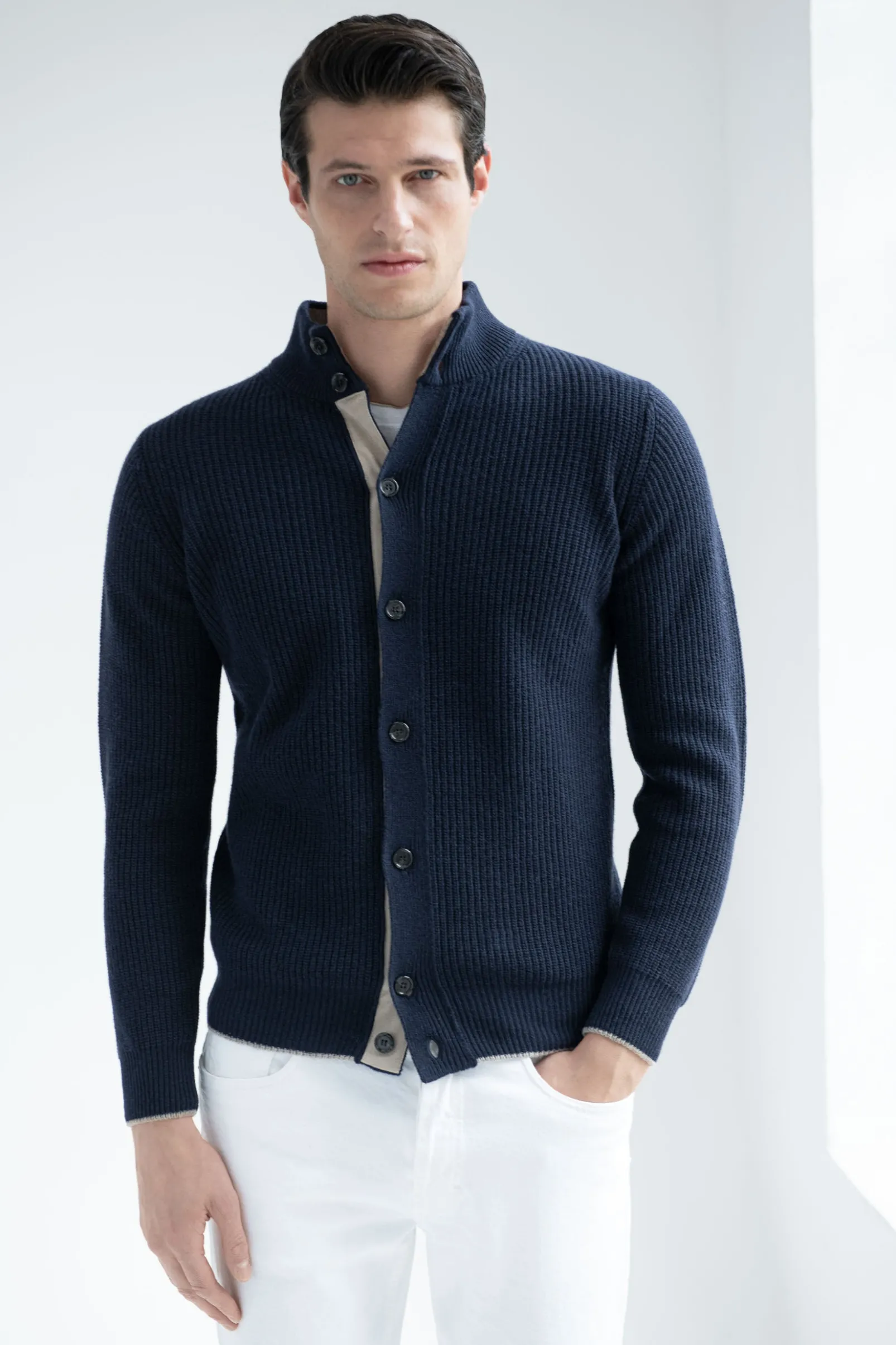blue_ribbed_cashmere_blen_0.webp Blue ribbed cashmere blend cardigan – Made in Italy