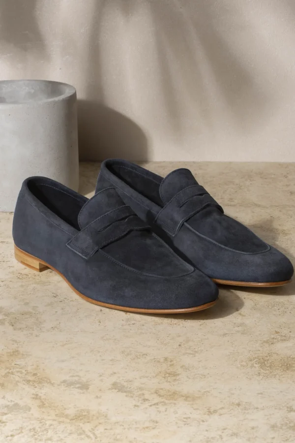 Blue soft penny loafers - Made In Italy
