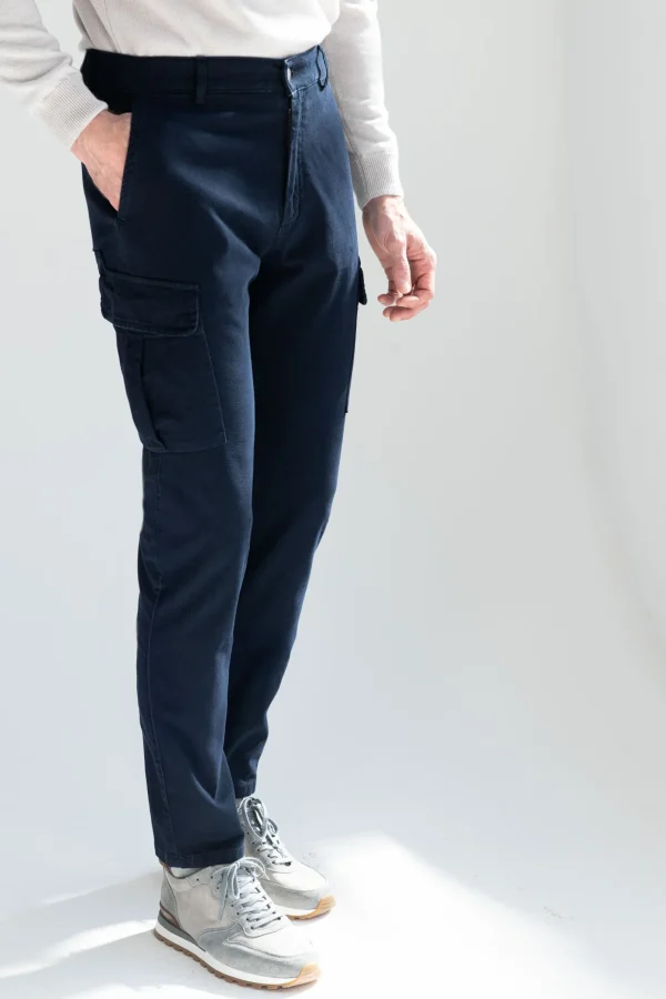 Blue stretch canvas cargo - Made in Italy