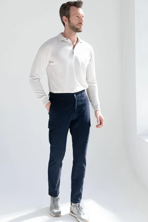 Blue stretch canvas cargo - Made in Italy