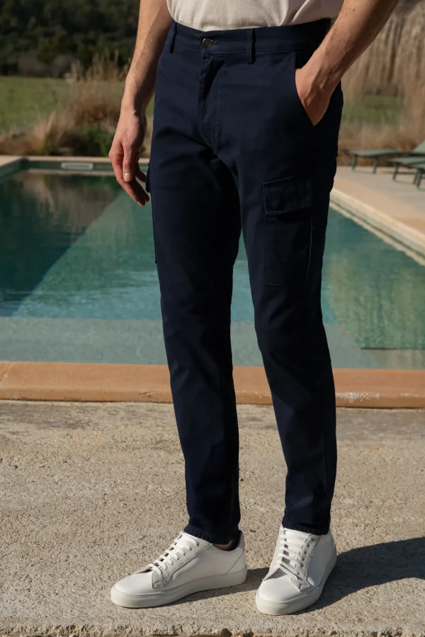 Blue stretch cotton cargo - Made in Italy