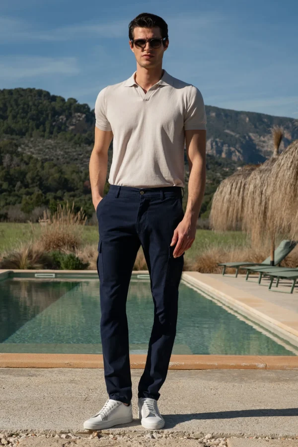 Blue stretch cotton cargo - Made in Italy