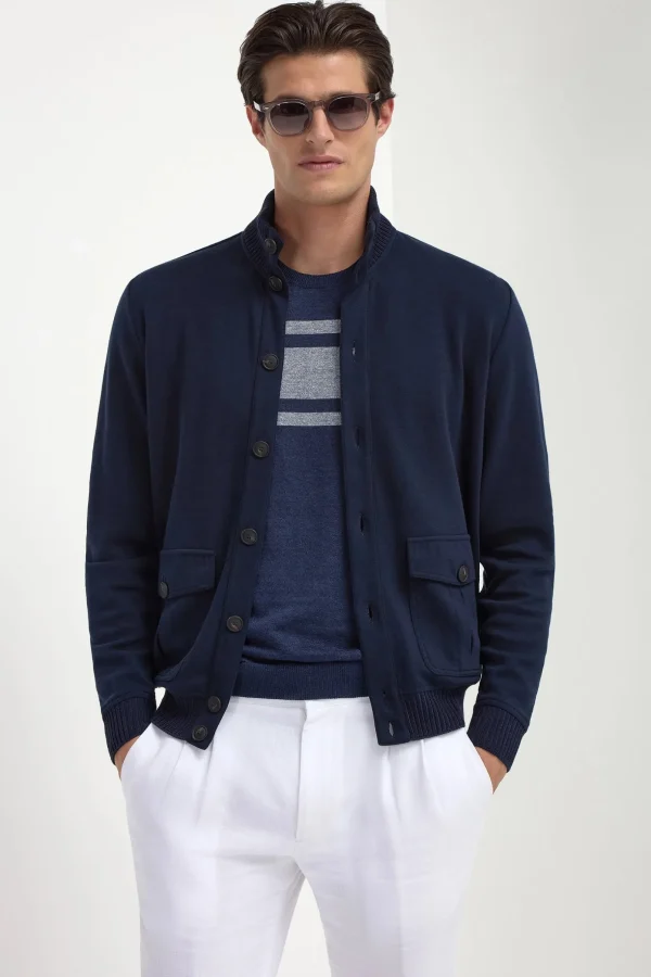 Blue striped linen t-shirt - Made in Italy