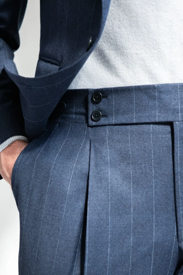 Blue striped 140'S suit - Made in Italy