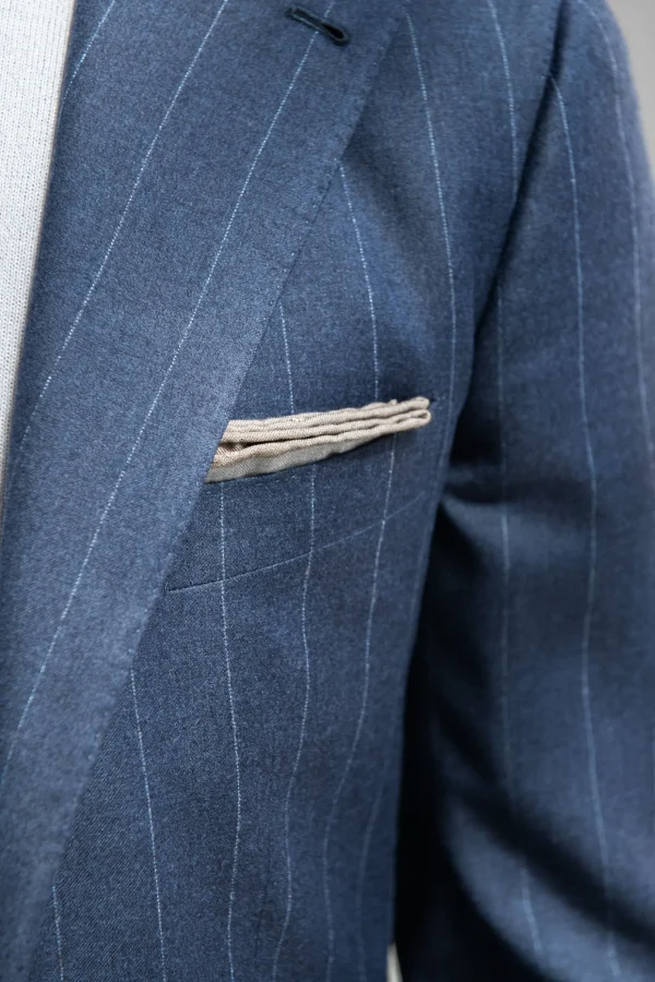 Blue striped 140'S suit - Made in Italy