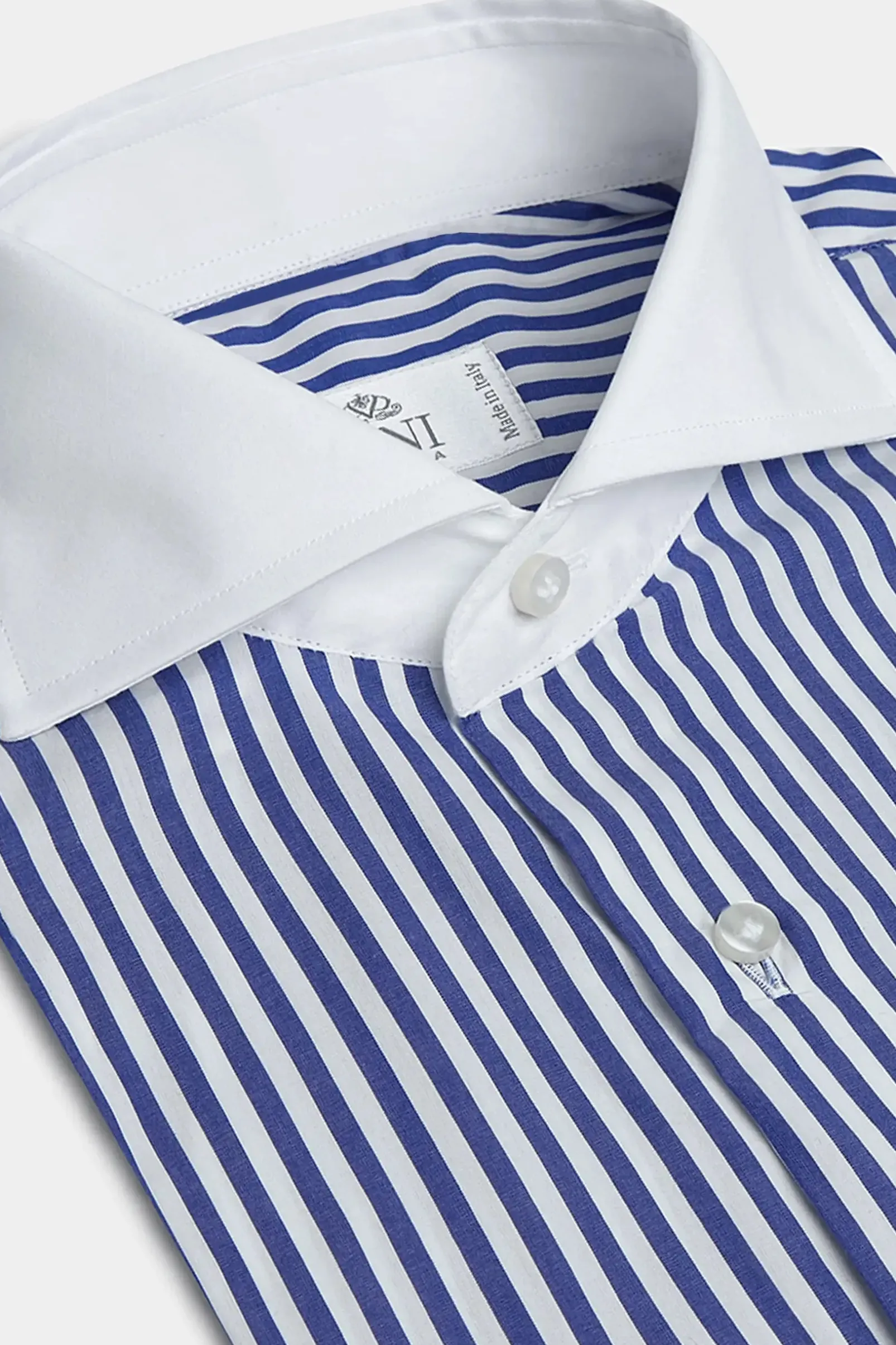 blue_striped_white_collar_0.webp Blue striped white collar shirt Limited Edition - Made in Italy