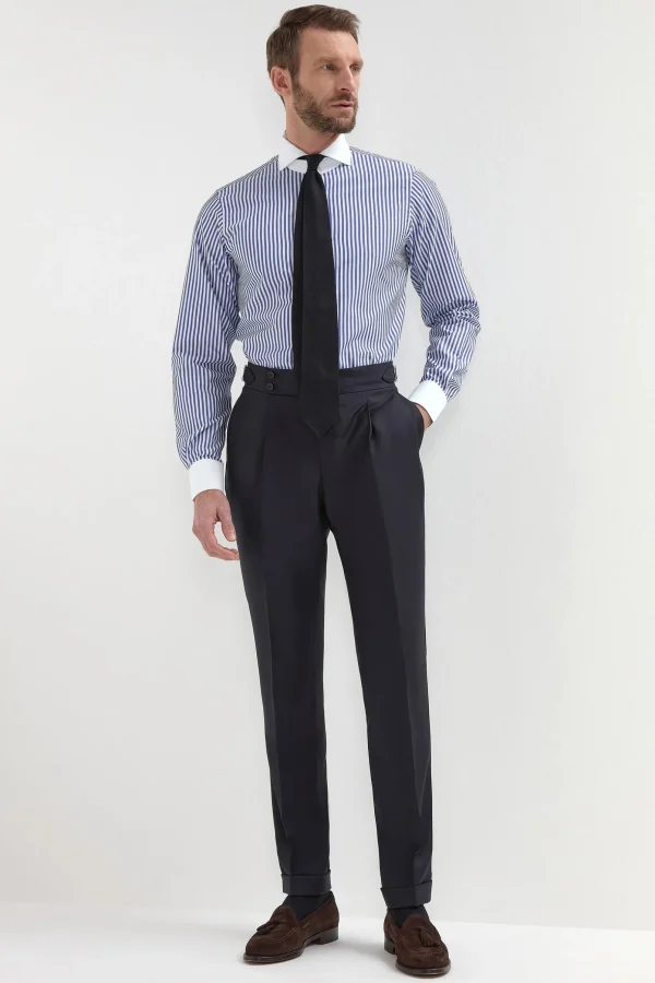 Blue striped white collar shirt Limited Edition - Made in Italy