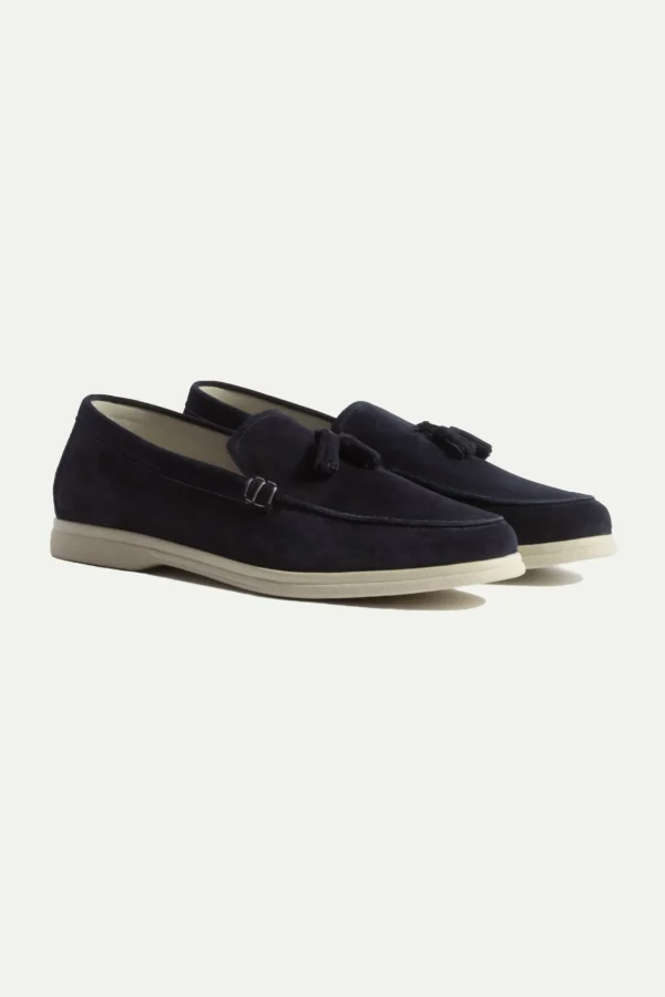 Blue suede tassel loafers - Made In Italy