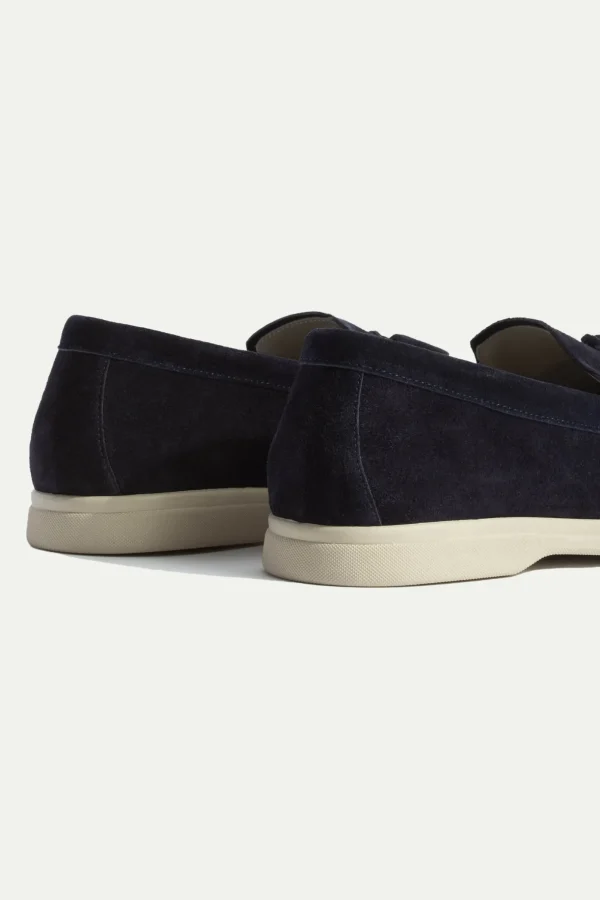 Blue suede tassel loafers - Made In Italy