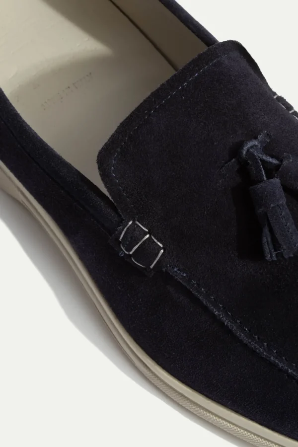 Blue suede tassel loafers - Made In Italy