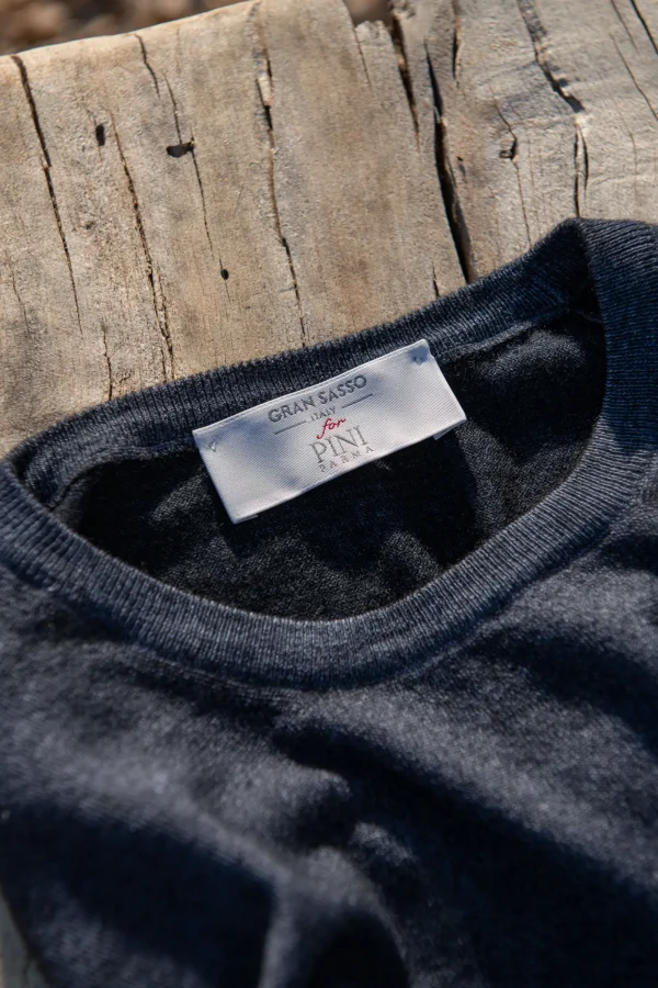 Blue superlight cashmere round neck – Made in italy