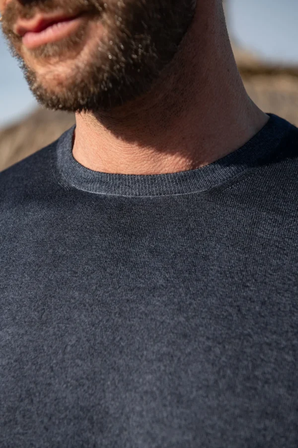 Blue superlight cashmere round neck – Made in italy