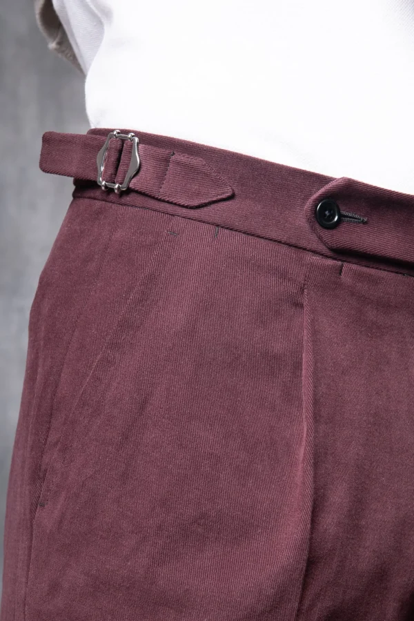 Bordeaux Cotton Biella Trousers - Made in Italy