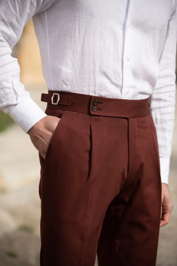 Bordeaux cotton trousers "Soragna Capsule Collection" - Made in Italy