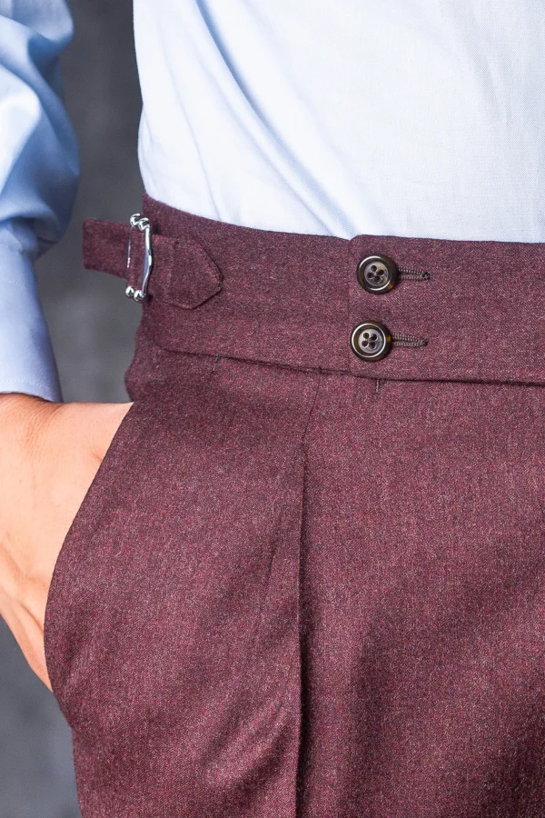 Bordeaux Flannel Trousers "Soragna Capsule Collection" – Made in Italy