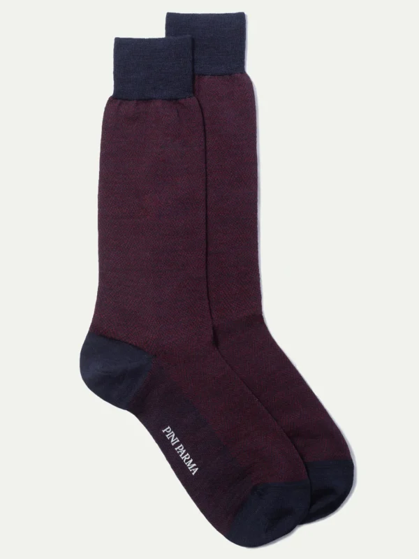 Bordeaux herringbone short socks - Made in Italy