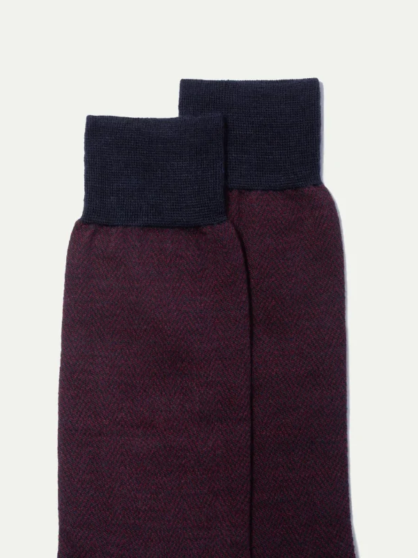 Bordeaux herringbone short socks - Made in Italy