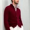 Bordeaux textured cashmere blend cardigan – Made in Italy