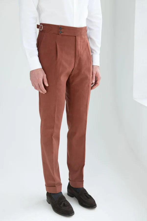 Brick cotton trousers "Soragna Capsule Collection" - Made in Italy