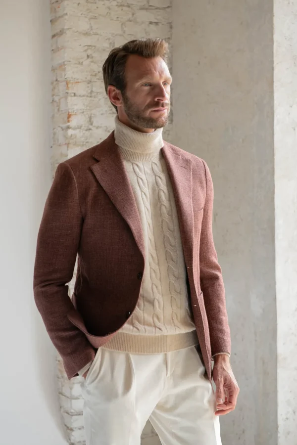 Brick jacket in wool, cotton and silk - Made in Italy