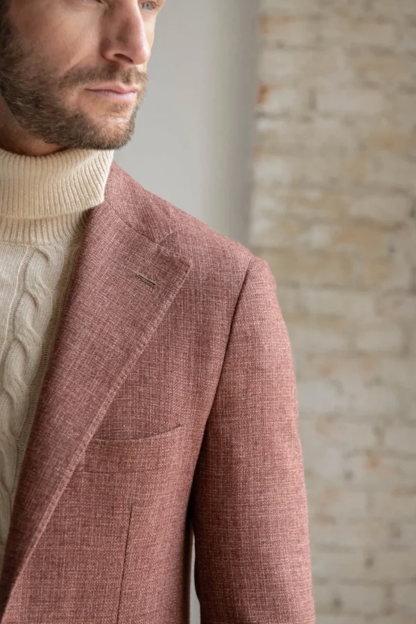 Brick jacket in wool, cotton and silk - Made in Italy
