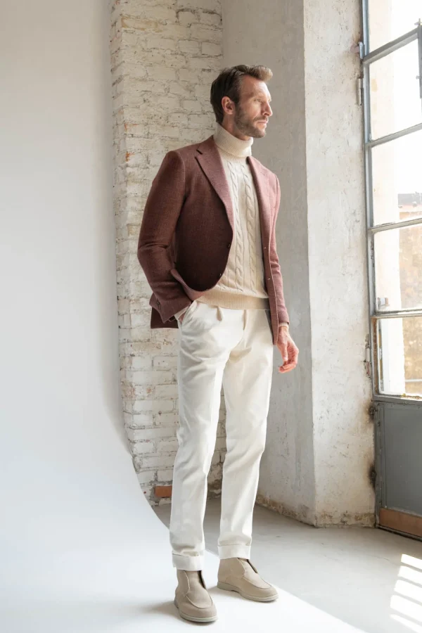 Brick jacket in wool, cotton and silk - Made in Italy