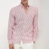 Brick striped linen button down shirt - Made in Italy