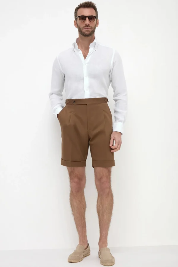 Brown cotton shorts - Made in Italy