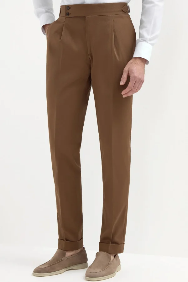 Brown cotton Soragna trousers - Made in Italy