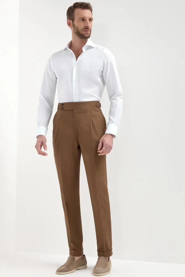Brown cotton Soragna trousers - Made in Italy