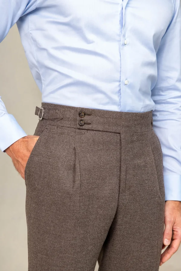 Brown flannel Soragna trousers - Made in Italy