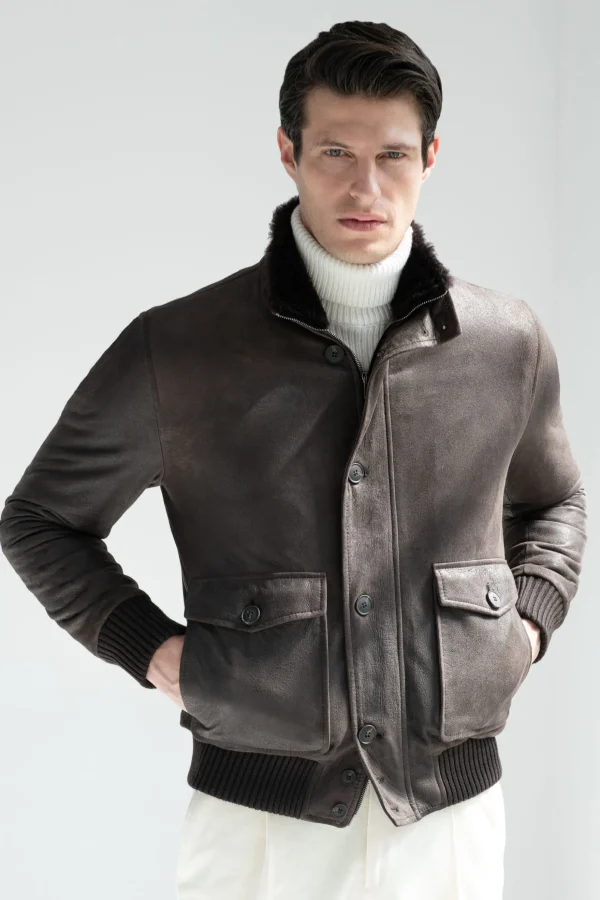 Brown leather bomber – Made in Italy