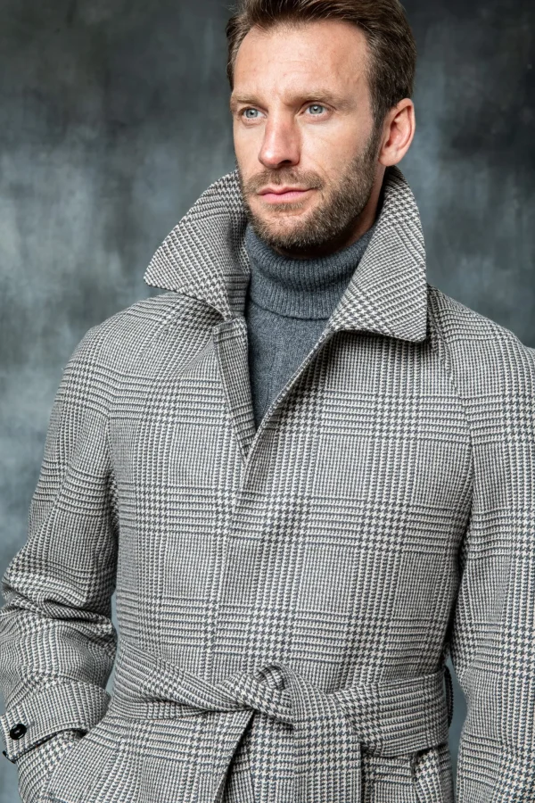 Brown Prince of Wales Raglan coat – Made in Italy