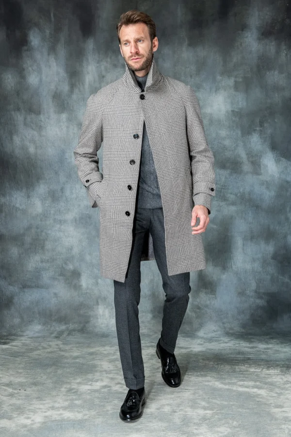 Brown Prince of Wales Raglan coat – Made in Italy